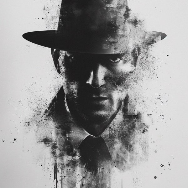 Noir Essence Revealed - Arte de pared de retrato original estilo Rorschach Ink_blots