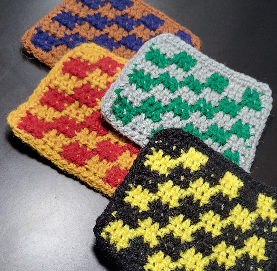 Harry Potter Hogwarts House Color Crochet Coasters Etsy