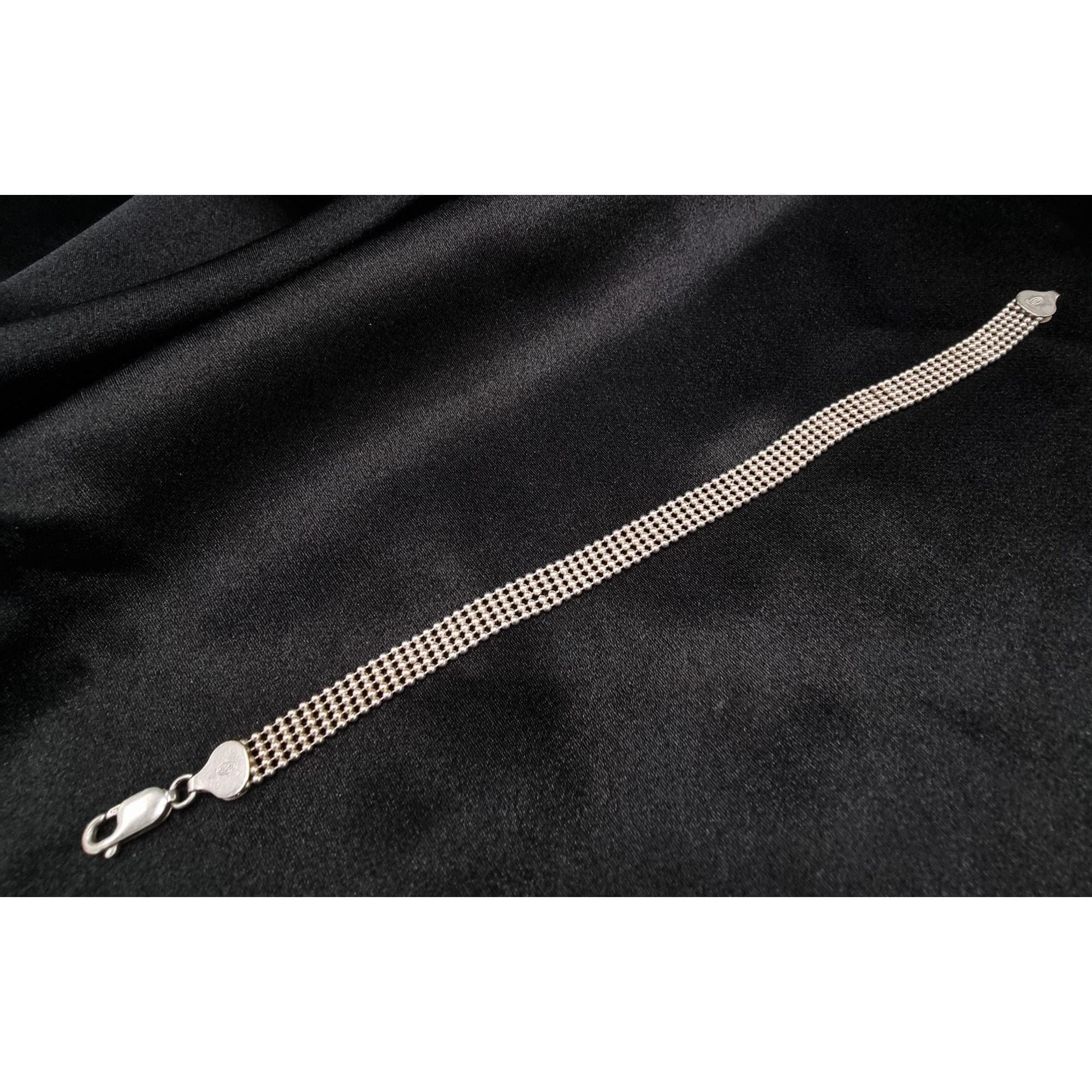 Vintage 1980s-90s FAS Italy 925 Sterling Silver Mesh Bracelet With