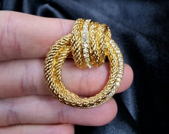 Vintage Christian Dior 1980's Twisted Rope Knot Brooch With