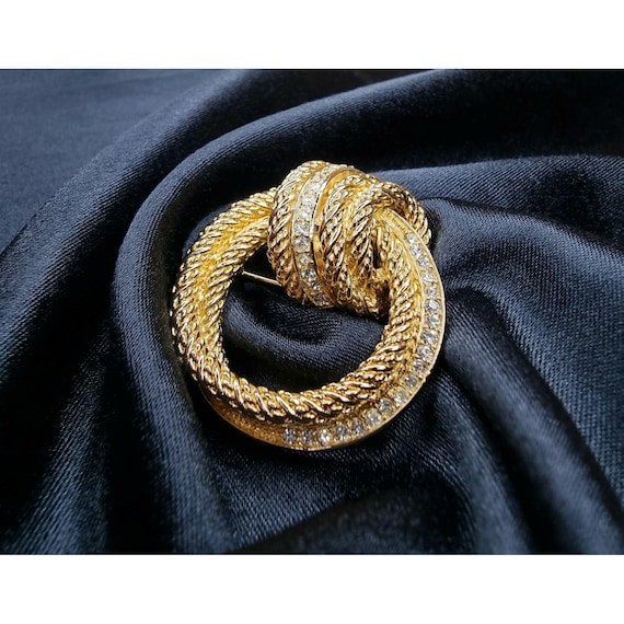 Vintage Christian Dior 1980's Twisted Rope Knot Brooch With