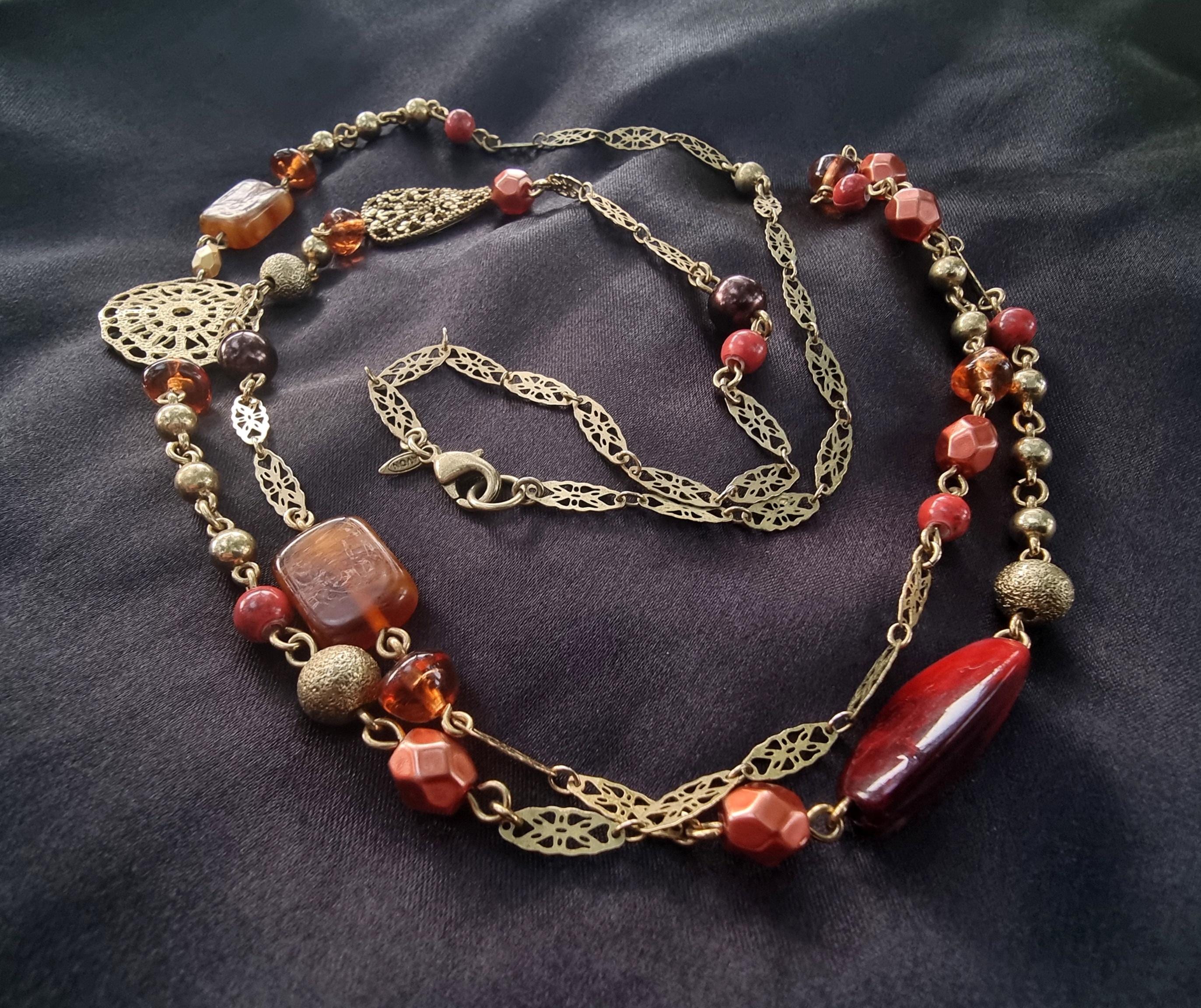 Collier perles avec pendentif style vintage - Montres & Bijoux