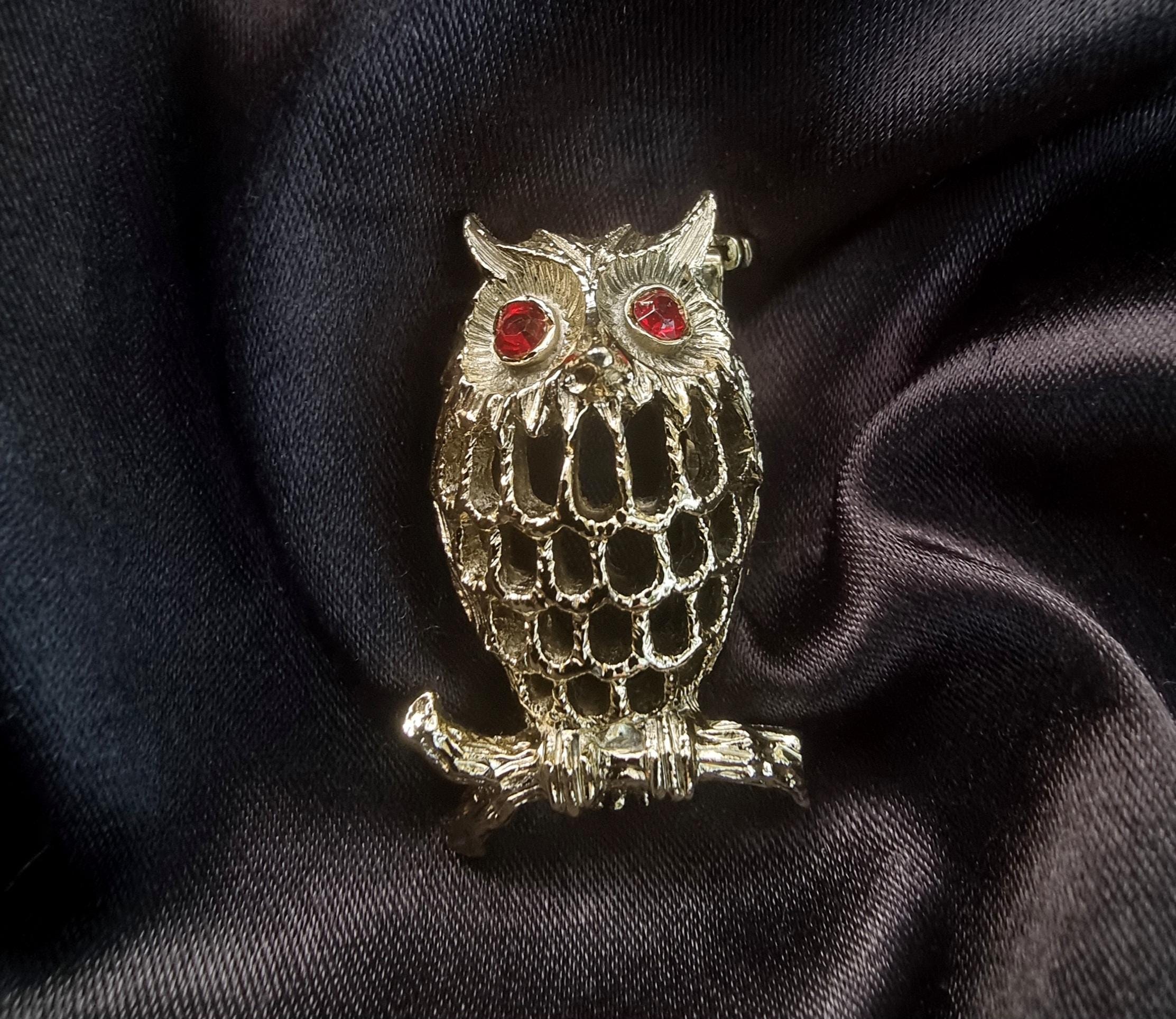 Vintage GERRYS Signed Owl Red Eyes Gold Tone Brooch Pin - Etsy