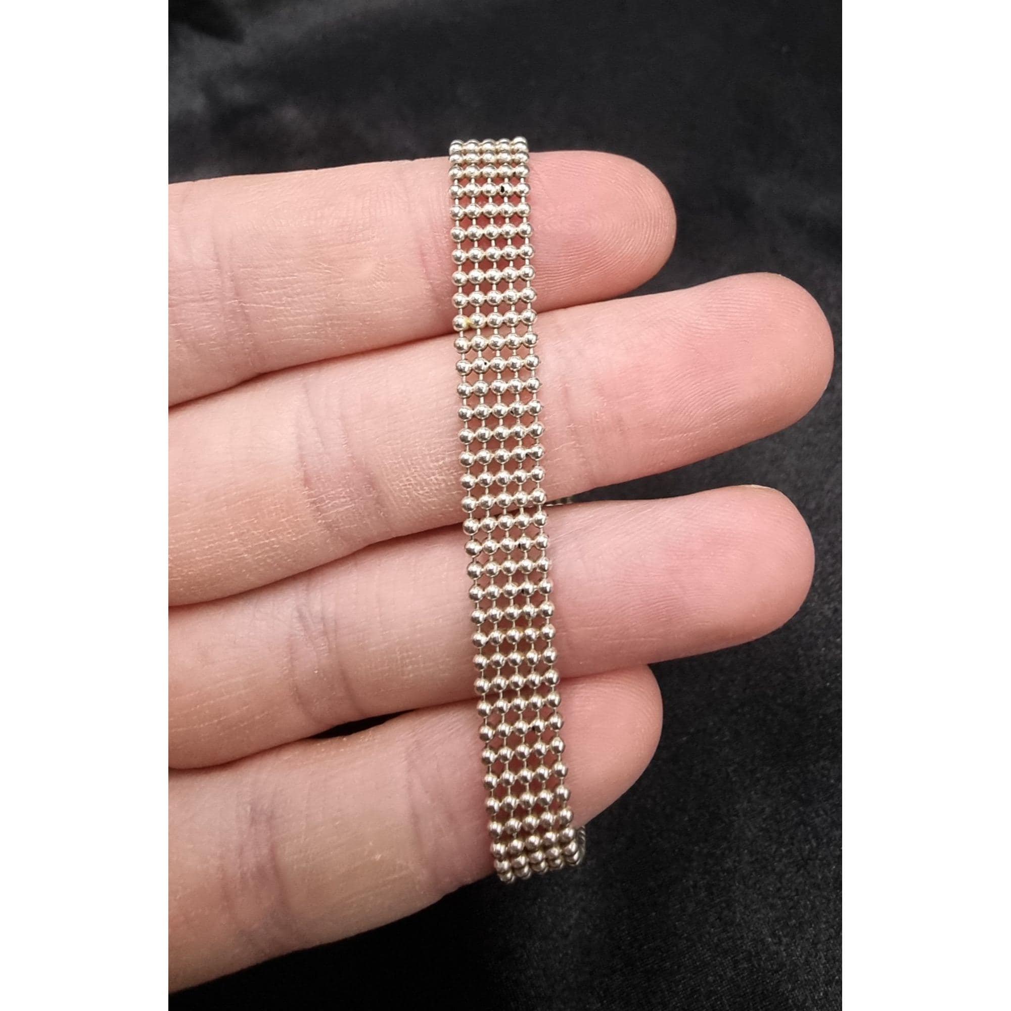 Vintage 1980s-90s FAS Italy 925 Sterling Silver Mesh Bracelet With
