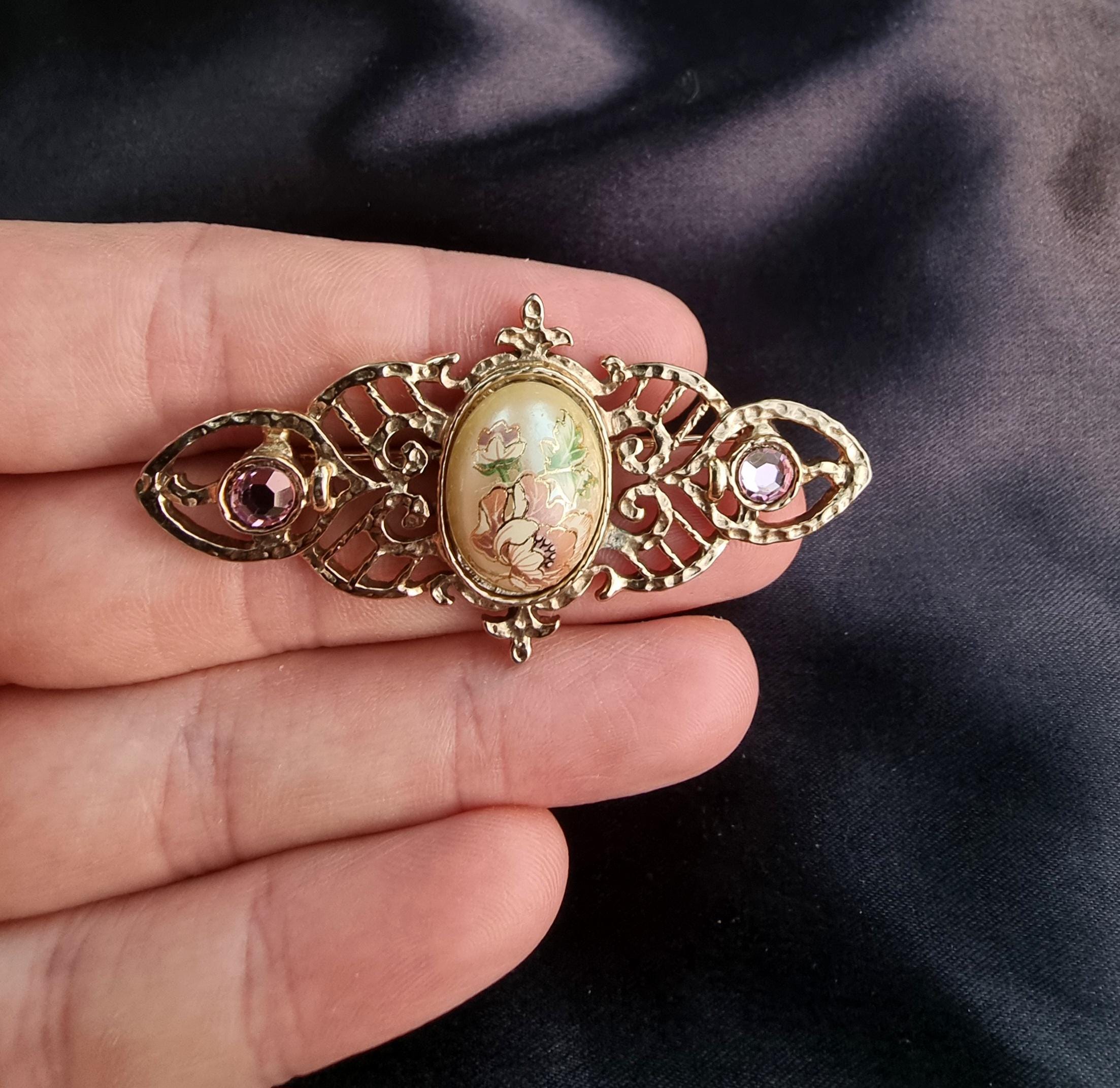 Zestaw Vintage 1928 w kolorze złotym, broszka z jasnymi