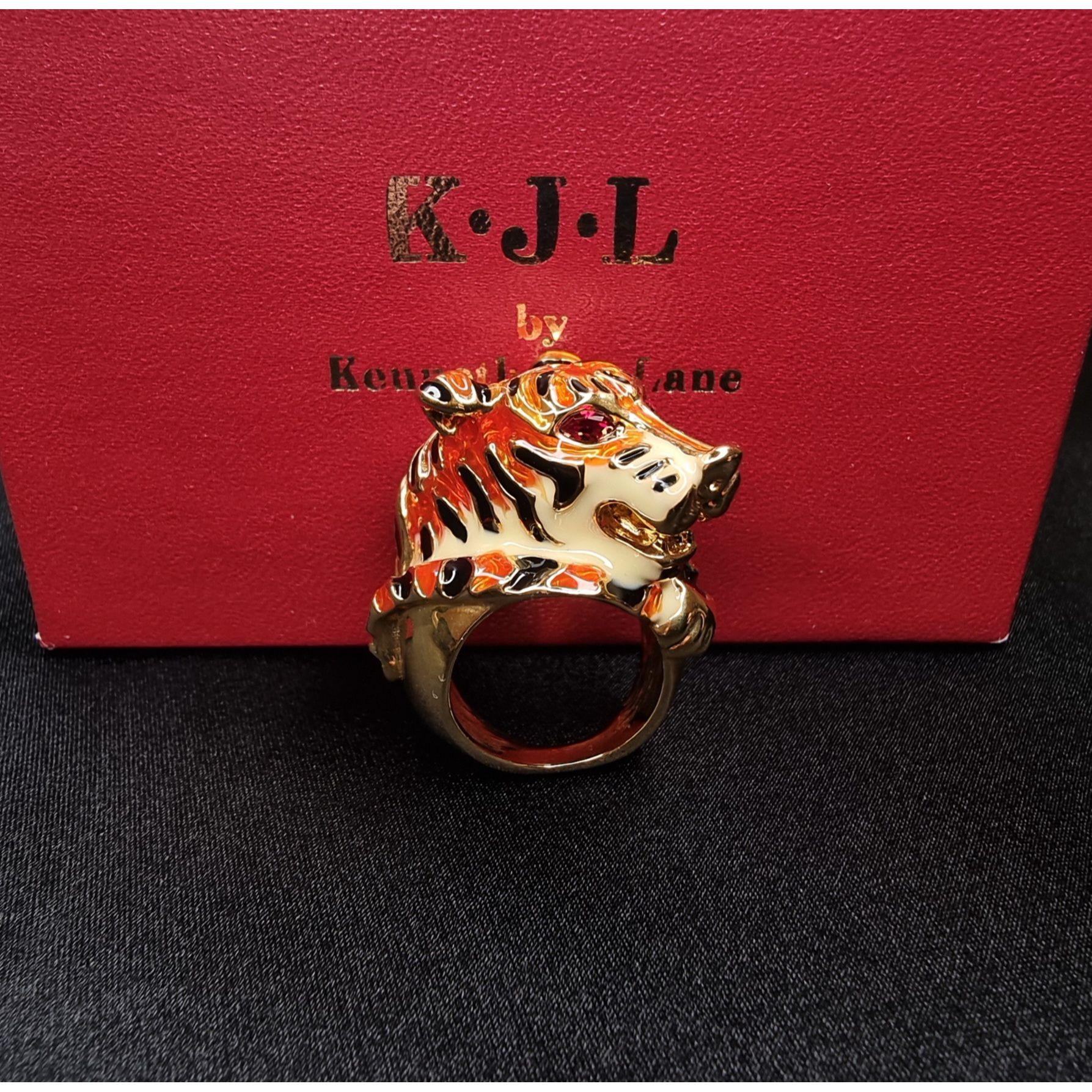 Vintage K.J.L by Kenneth Jay Lane Tiger Ring Gold-tone Enamel - Etsy