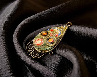 アンティーク イタリア製マイクロモザイク チャーム ペンダント