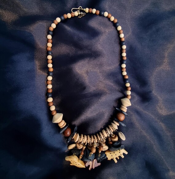 ネックレス・ペンダント Vintage PHANOUK Wooden Beaded Necklace