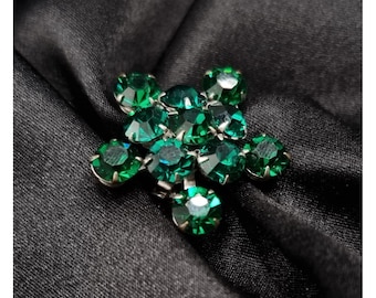 Vintage 1950's-1960's Emerald Green Rhinestone Starburst Pin