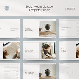 Paket med 7 mallar för sociala medier | 6 mallar, 1 arbetsbok | Digital nedladdning i Canva