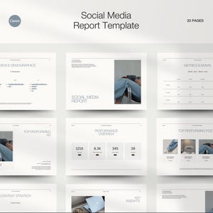 Social Media Report Template | Customise in Canva | Minimalist Aesthetic | Marketing Freelance Agency Social Media Manager Business Owners