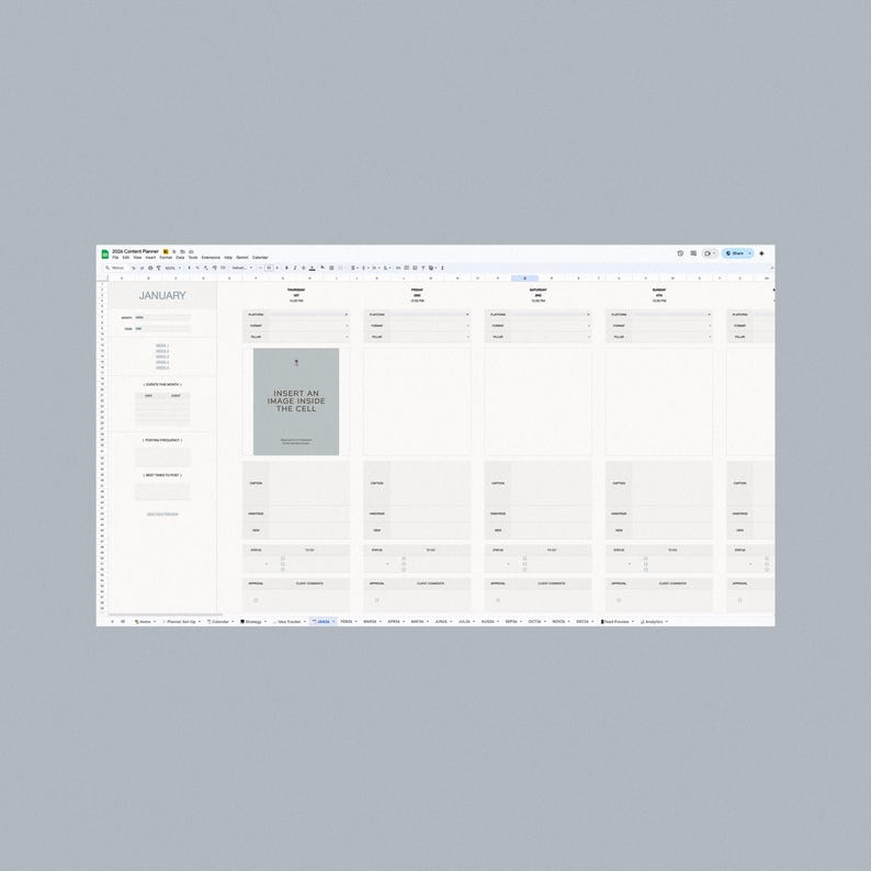 2026 Social Media Content Planner: Google Sheets Template (Digital Download) image 3