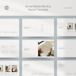 Plantilla de informe de redes sociales: Diseño minimalista en Canva (Descarga digital)