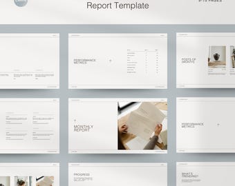 Social Media Report Template: Minimalist Canva Design (Digital Download)