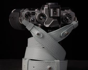 Correa de cuero azul claro para cámara, correa ajustable para cámaras DSLR y sin espejo, correa de cuello de moda para cámara, regalo para fotógrafos