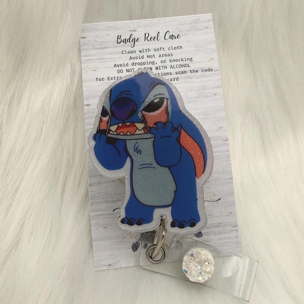 Blue Alien Sad Stitch Badge Reel-Cute Badge Reel-Nurse-LPN-RN-Gift for her-Nurse Gifts-Christmas Gifts-Nurse gifts-CNA-Stitch-mri safe