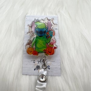 Blue alien with halloween costume Badge Reel-Cute Badge Reel-Nurse-LPN-RN-Gift for her-Nurse Gifts-Christmas Gifts-Nurse gifts-CNA
