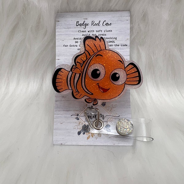 Clown Fish Badge Reel-Cute Badge Reel-Nurse-LPN-RN-Gifts for her-Nurse Gifts-Christmas Gifts-Nurse gifts-CNA-Mri safe-Lanyard-Finding Nemo