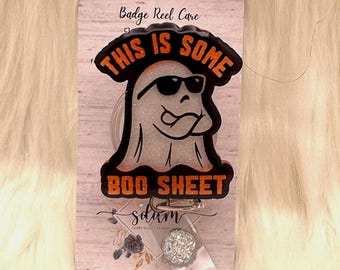 Boo sheet Badge Reel-Cute Badge Reel-Nurse-LPN-RN-Gifts for her-Nurse Gifts-Christmas Gifts-Nurse gifts-CNA-ghost-Halloween-glitter ghost