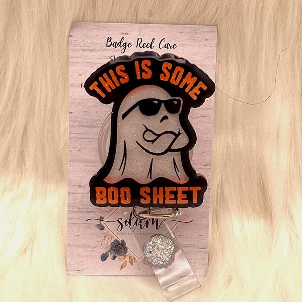 Boo sheet Badge Reel-Cute Badge Reel-Nurse-LPN-RN-Gifts for her-Nurse Gifts-Christmas Gifts-Nurse gifts-CNA-ghost-Halloween-glitter ghost