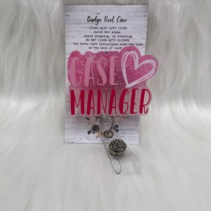 Case Manager Badge Reel: Glitter Gem, Swivel Clip, lanyard