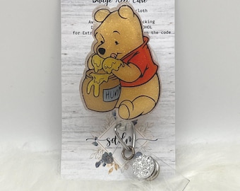 Porta-insignias de Winnie the Pooh: Tarro de miel, Insignia de enfermera con purpurina