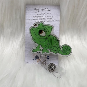 Pascal Lizard Badge Reel: Gem Glitter nurse, CNA Gift