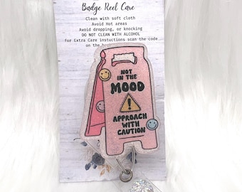 Approach with Caution Badge Reel: Funny Nurse Humor - Gem Detail