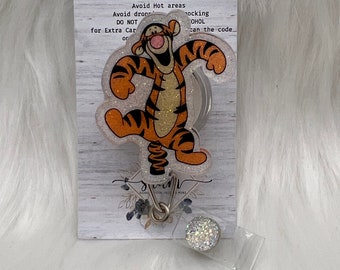 Tiger Badge Reel: Gem Glitter Nurse Gift