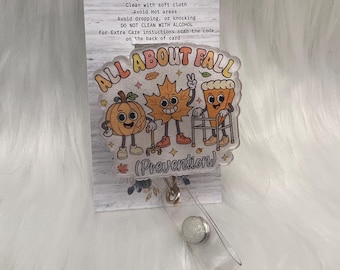 Fall prevention Badge Reel: Nurse Humor, RN/LPN Office Gift