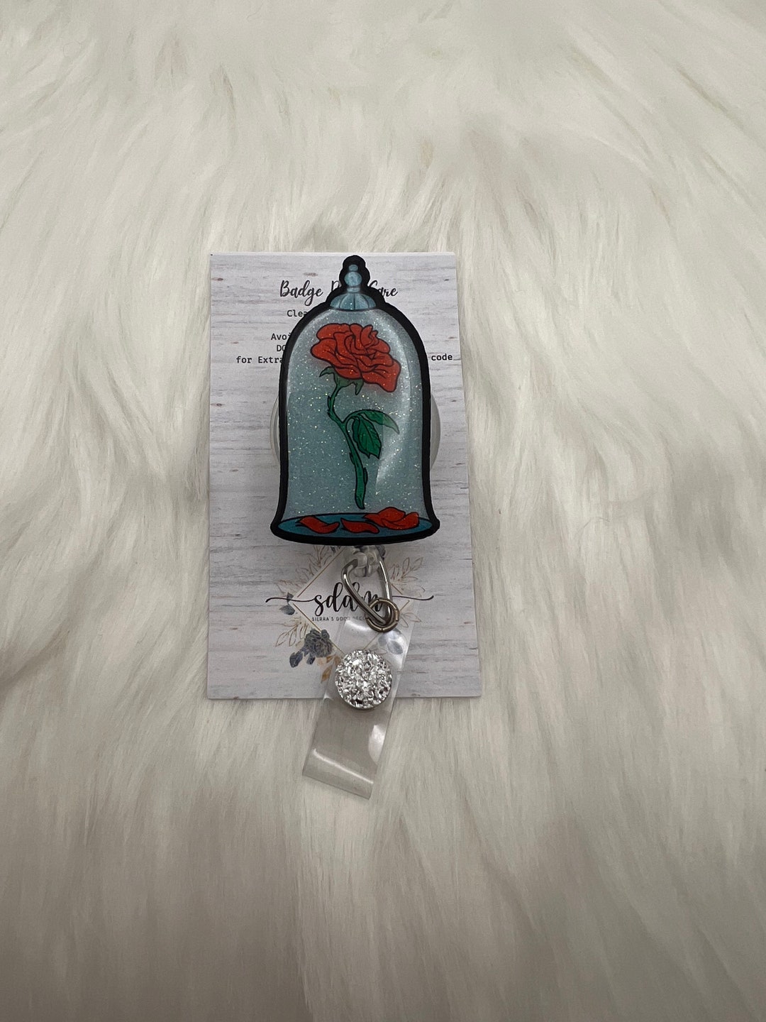 Lpn Roses Enchanted Rose in a Vase Badge Reel-cute Badge Reel-nurse-lpn-rn-gift ...