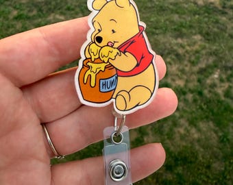 Winnie the Pooh Badge Reel: Honey Pot, Glitter Nurse Badge