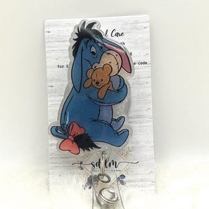 Blauer Esel mit Teddybär-Badge Reel-Cute Badge Reel-Krankenschwester-LPN-RN-Geschenk für sie-Krankenschwester Geschenke-Weihnachtsgeschenke-Krankenschwester Geschenke-CNA Bild 1