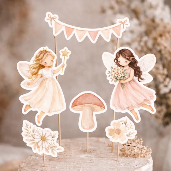 Adorno para pastel de hadas – Decoración imprimible para pastel de cumpleaños – Cumpleaños infantil de dragón – Adorno para pastel de cumpleaños para niños (descarga)