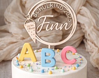 Wooden cake topper, cake decoration for starting school, schoolchild, first grade, hurray, finally a schoolchild!