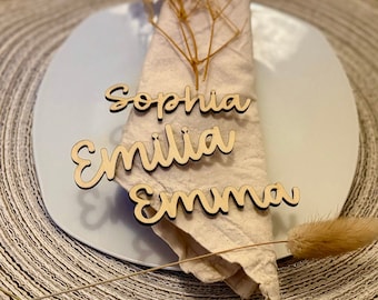 Set of 5 wedding decoration tableware place cards wood laser name place cards personalized guest names name personalized table decoration