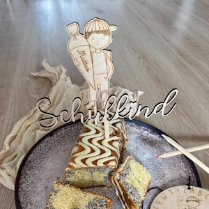 Wooden cake topper, cake topper for school enrollment, schoolchild, first grade, hurray, finally schoolchild