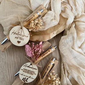 Stylo à bille personnalisé - Stylo à bille avec texte souhaité - Stylo à bille avec nom - Stylo à bille en bois avec coffret cadeau gravé
