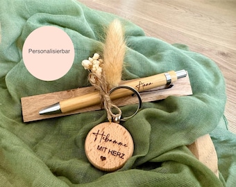 Personalized keychain with desired text - midwife with heart - teacher with heart - educator with heart - keychain wood name