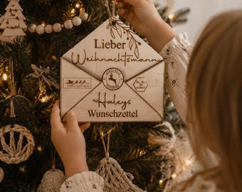 Wooden Wish List Envelope - Personalized Wish List - Envelope for Santa Claus - Wish List - Letter to Santa