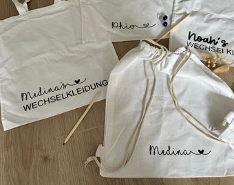 Cloth bag | Change of clothes | Jute bag | Personalized on request e.g. name Tote bag Handle bag Shopping Zero Waste Color White