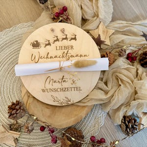 Wunschzettel Umschlag Holz - Wunschzettel - Briefumschlag für das Christkind Personalisiert - Wunschliste - Brief an den Weihnachtsmann