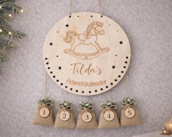 Personlig adventskalender för barn gjord av trä / Julkalender / Träadventskalender med namn