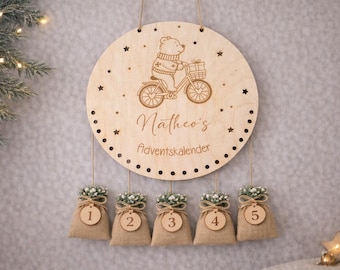 Personlig adventskalender för barn gjord av trä / Julkalender / Träadventskalender med namn