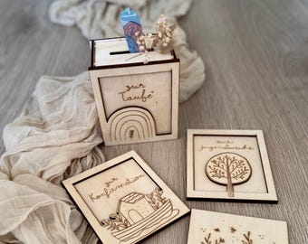 Money gift for baptism, communion, confirmation, personalized - money gift baptism wood - baptism gift money box wood