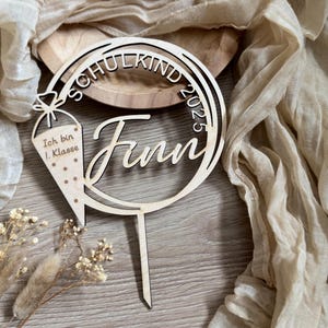 Decorazione per torta in legno, decorazione per torta per iscrizione a scuola, scolaro, prima elementare, evviva, finalmente scolaro