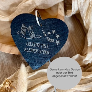 Grave marker - slate heart personalized with engraving - grave decoration personalized - star child / rainbow child / grave marker child