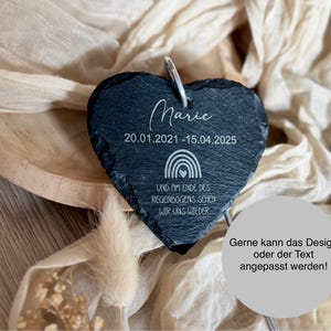 Grave marker - slate heart personalized with engraving - grave decoration personalized - star child / rainbow child / grave marker child /