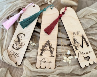 Houten bladwijzers - Bloemenbladwijzers - Bladwijzers met naam gepersonaliseerd! Bladwijzers
