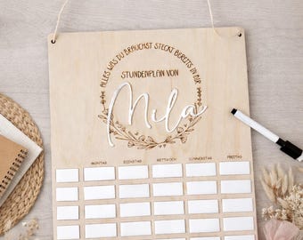 Personalized timetable - Timetable children wood - Timetable personalized